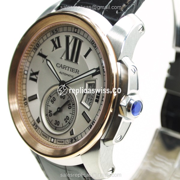 Cartier W7100039 CALIBRE DE CARTIER Automatic 18kt Rose Gold & Steel