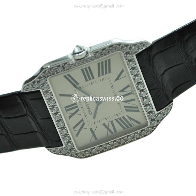 Cartier WH100651 SANTOS Manual Wind 18kt White Gold & Diamond