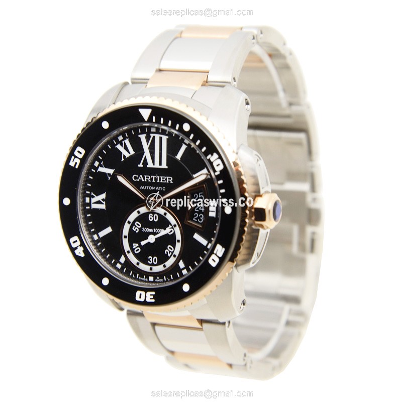 Cartier W7100054 CALIBRE DE CARTIER Automatic 18kt Rose Gold & Steel