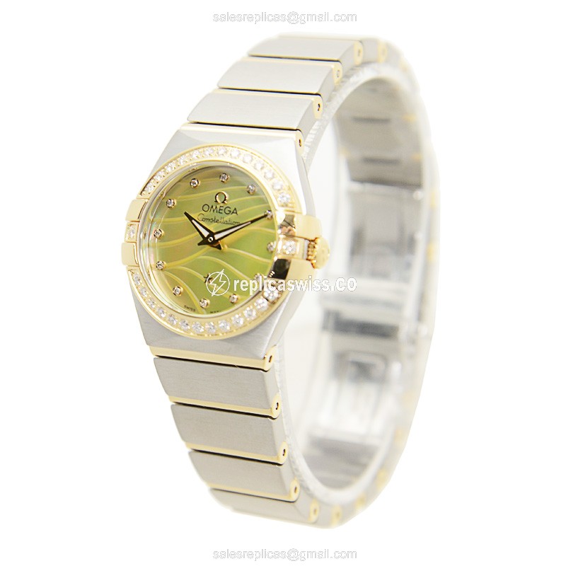 Omega 123.25.24.60.57.001 CONSTELLATION Quartz 18kt Gold & Diamond & Steel