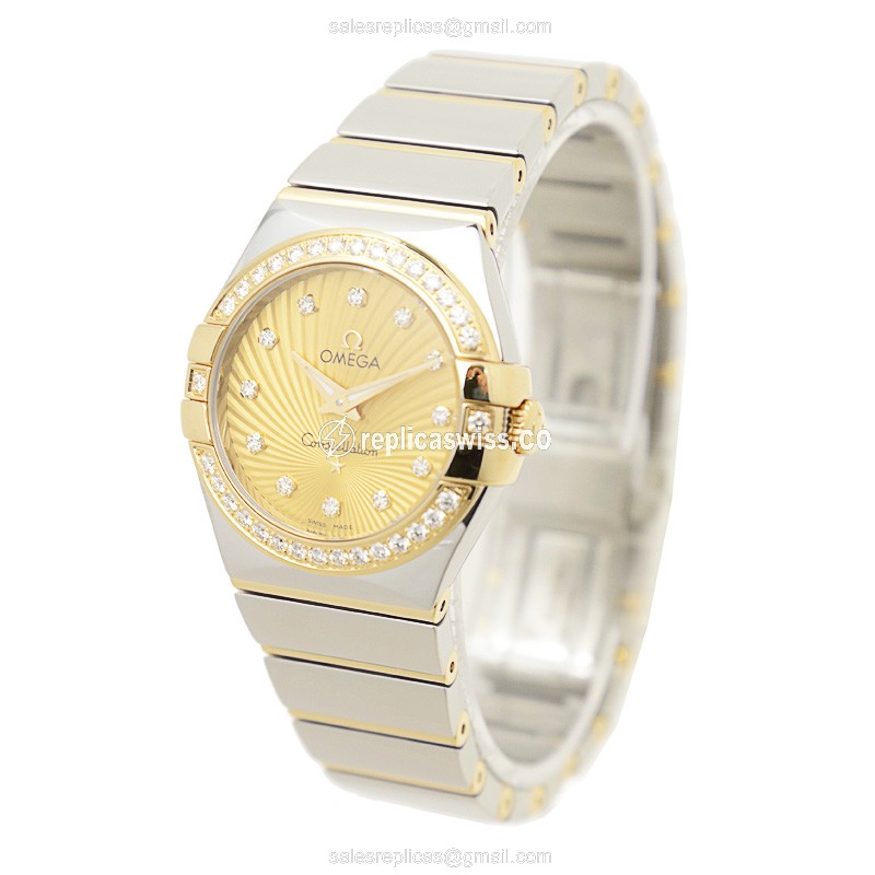 Omega 123.25.27.60.58.002 CONSTELLATION Quartz 18kt Gold & Diamond & Steel