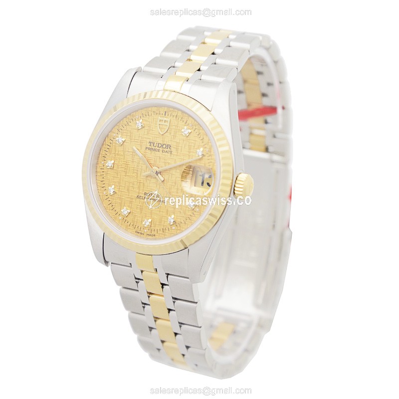 Tudor 74033-62473-10DI-CHCL PRICE DATE-DAY Automatic 18kt Gold & Steel