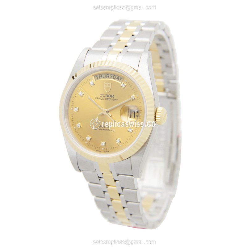 Tudor 76213-62483-10DI-CH PRICE DATE-DAY Automatic 18kt Gold & Steel