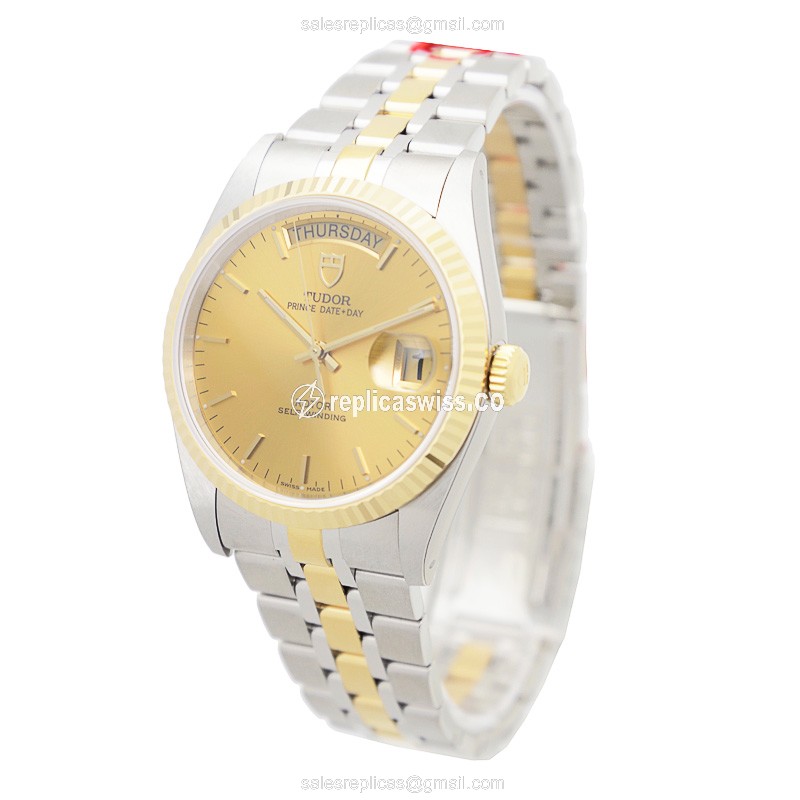 Tudor 76213-62483-CH PRICE DATE-DAY Automatic Gold & Steel