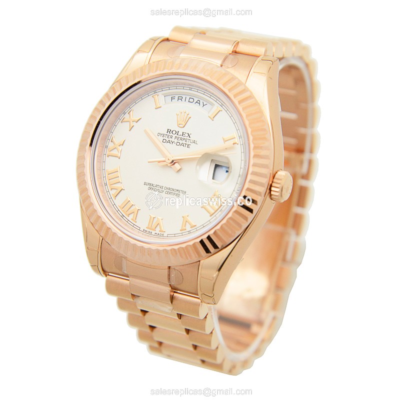 Rolex 218235IVORYRN DAY-DATE Automatic 18kt Rose Gold