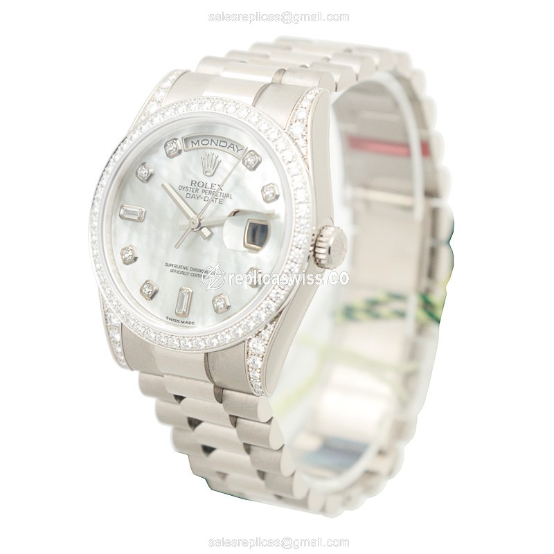 Rolex 118389N8R2B DAY-DATE Automatic 18kt White Gold & Diamond