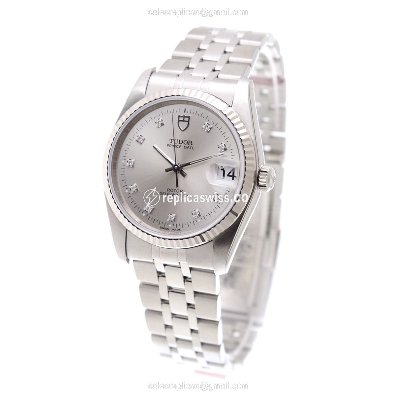 Tudor 74034-62470-10DI-SV PRINCE DATE Automatic 18kt White Gold & Steel