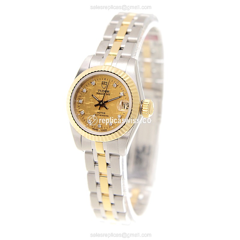 Tudor 92513-62423-10DI-CHCL PRINCESS DATE Automatic Gold & Steel