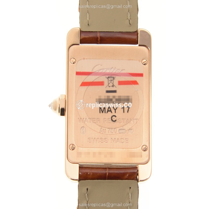 Cartier WJTA0002 TANK Quartz 18kt Rose Gold & Diamonds