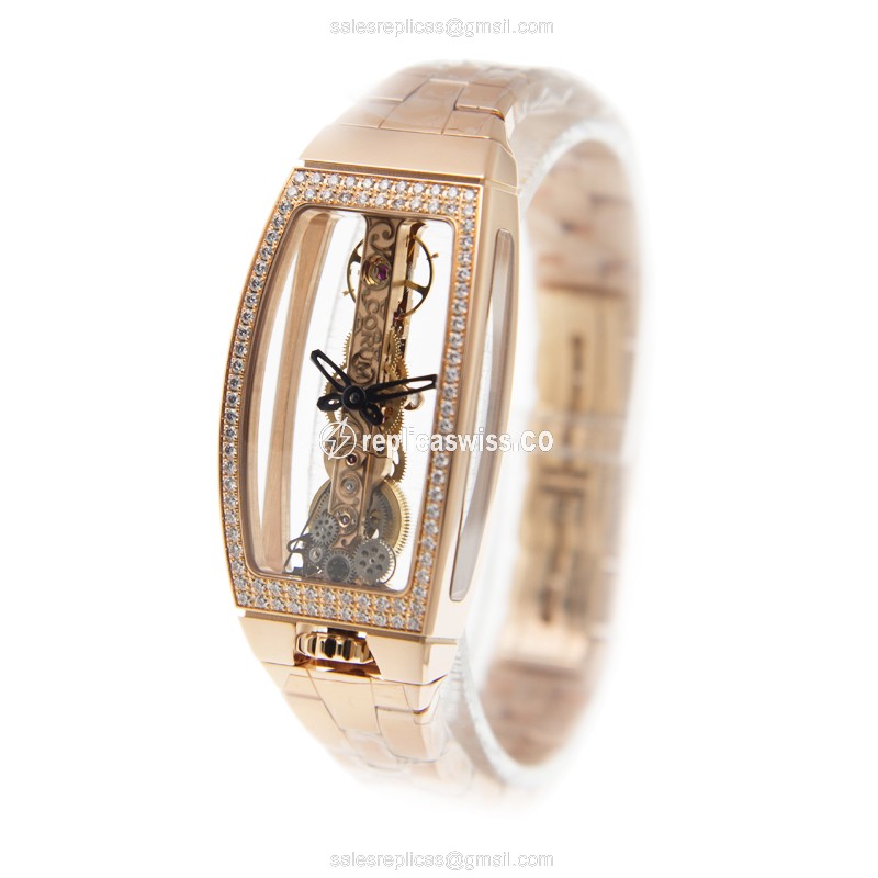 Corum 113.102.85-V880.0000 BRIDGE Manual Wind 18kt Rose Gold & Diamonds