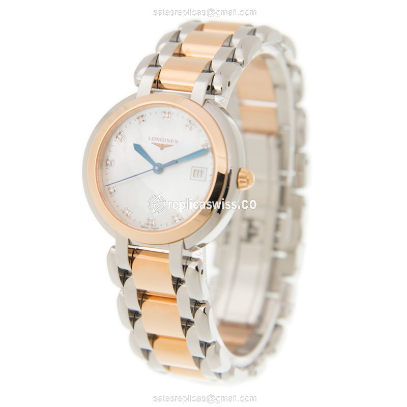 Longines L8.112.5.87.6 PRIMA LUNA Quartz 18kt Rose Gold & Steel