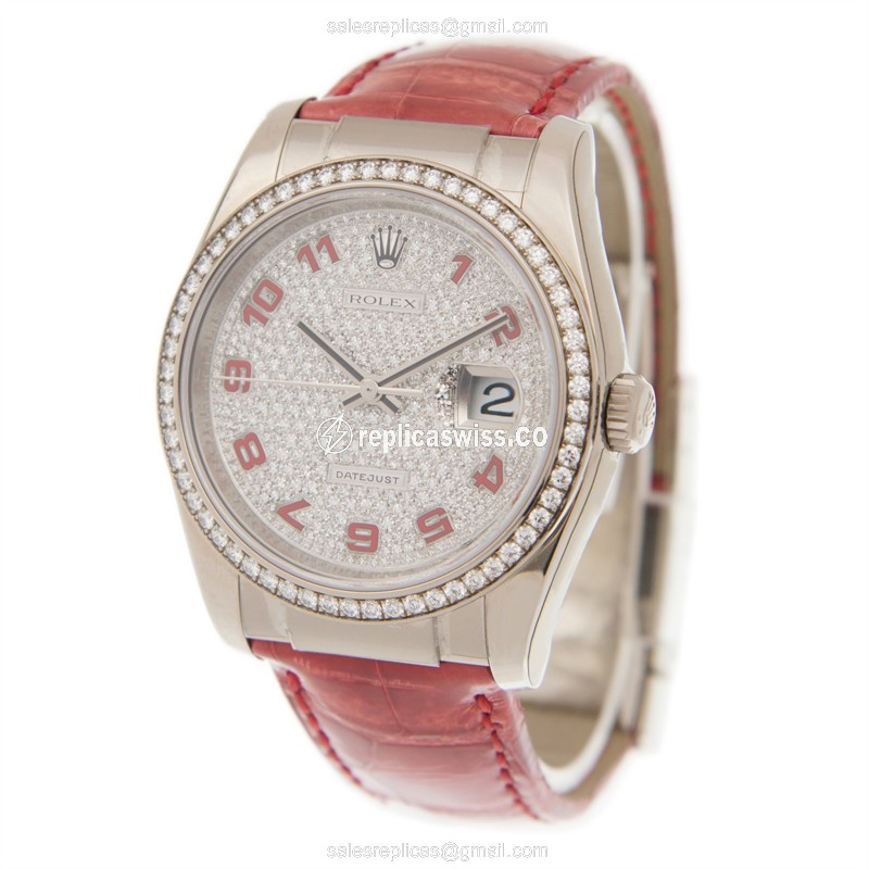 Rolex 116189 RDENAMELPAVEDAR LADY DATEJUST Automatic 18kt White Gold & Diamond