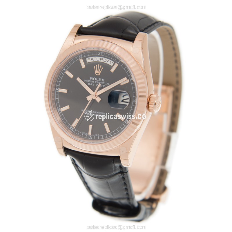 Rolex 118135BK DAY-DATE Automatic 18kt Rose Gold