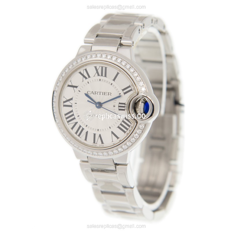 Cartier W4BB0016 BALLON BLEU Automatic Stainless Steel & Diamonds