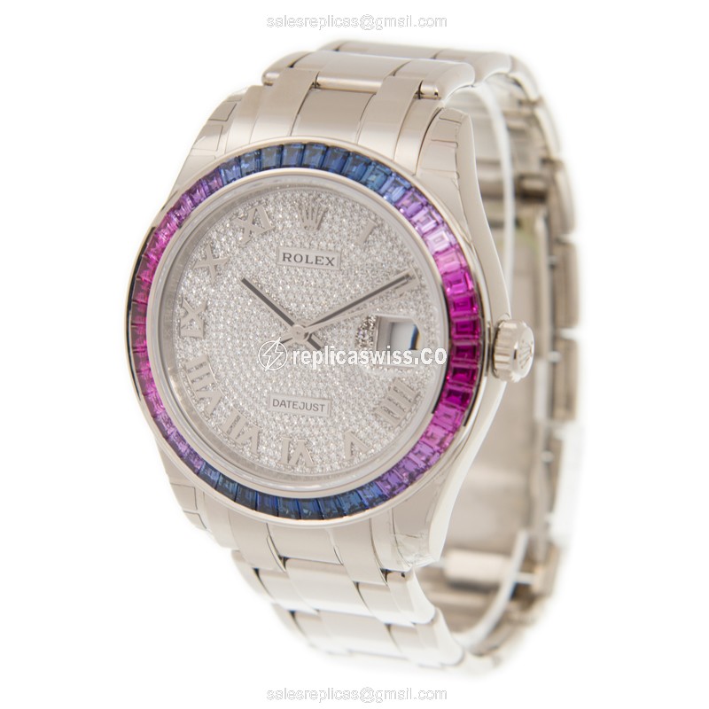 Rolex 86349SAFUBL_PAVEDRN DATEJUST Automatic 18kt White Gold & Sapphire
