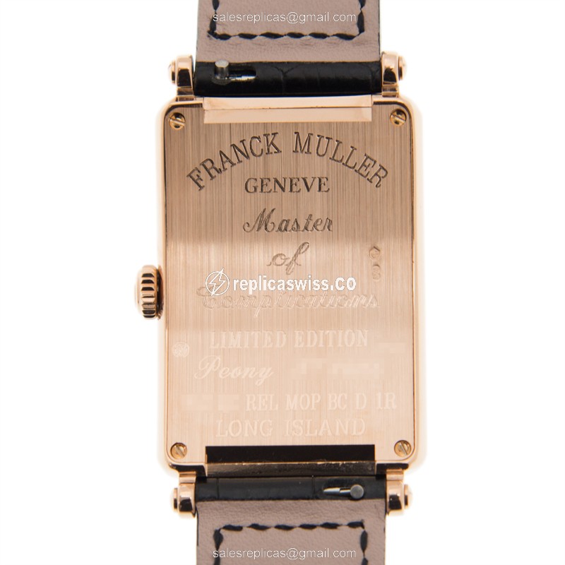 Franck Muller 952 QZ REL MOP BC D 1R LS (5N) - BLACK STRAP LONG ISLAND Quartz 18kt Rose Gold & Diamonds