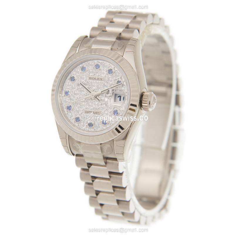 Rolex 179179 DIAPAVED 12BLDIA LADY DATEJUST Automatic 18kt White Gold