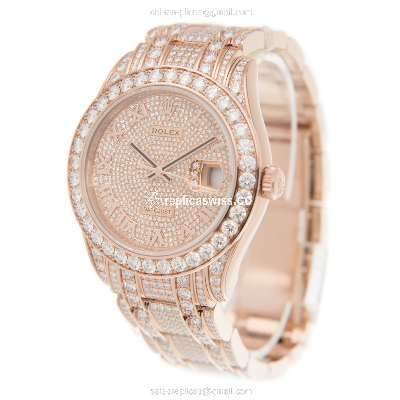 Rolex 86405RBR-CHRN Automatic 18kt Rose Gold & Diamonds