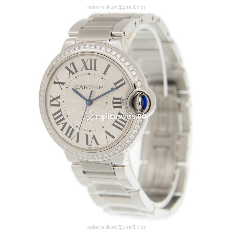 Cartier W4BB0017 BALLON BLEU Automatic Stainless Steel & Diamonds