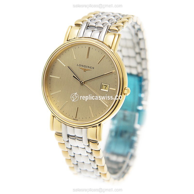 Longines L4.790.2.32.7 PRESENCE Quartz Gold-Plated & Stainless Steel