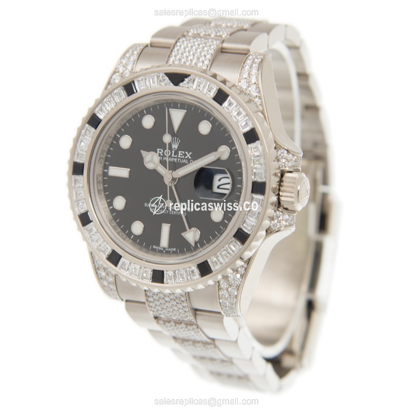 Rolex 116759SANR-BK GMT-MASTER II Automatic 18kt White Gold & Diamond