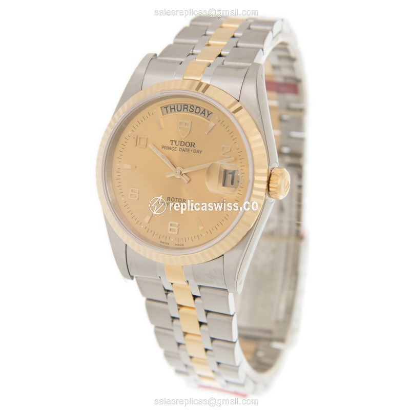 Tudor 76213-62483-246810AR-CH PRICE DATE-DAY Automatic 18kt Gold & Steel