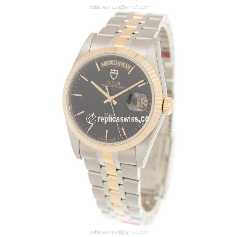 Tudor 76213-62483-BK PRICE DATE-DAY Automatic 18kt Gold & Steel