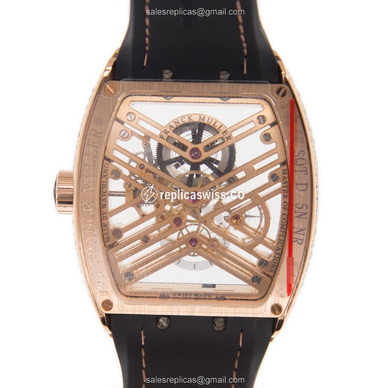 Franck Muller V 45 S6 SQT D (5N.NR) VANGUARD Automatic 18kt Rose Gold & Diamonds