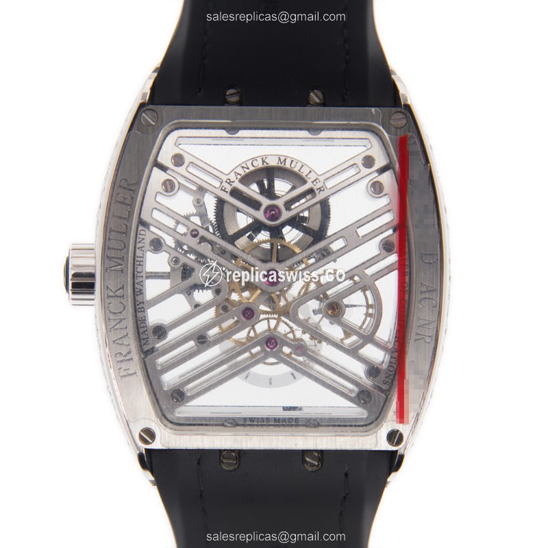 Franck Muller V 45 S6 SQT D (AC.NR) VANGUARD Manual Wind Stainless Steel & Diamonds