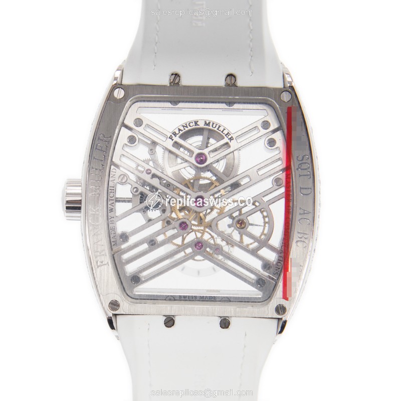 Franck Muller V 45 S6 SQT D (AC.BC) VANGUARD Manual Wind Stainless Steel & Diamonds