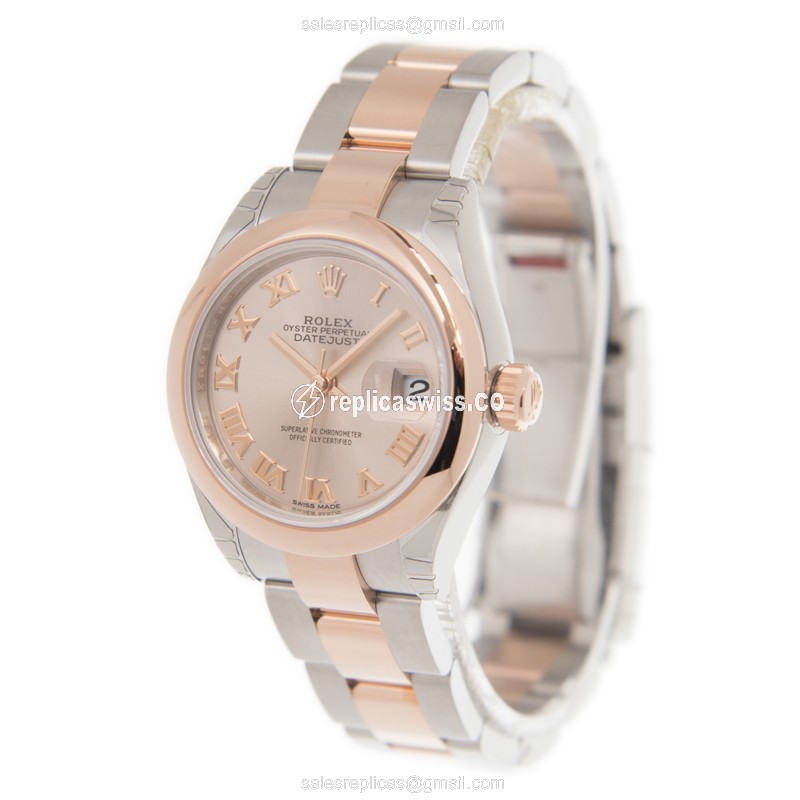 Rolex 279161SUNDUSTRN_O LADY DATEJUST Automatic 18kt Rose Gold & Steel
