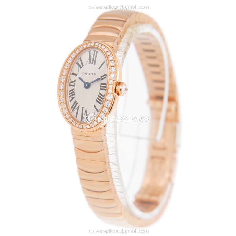 Cartier WB520026 BAIGNOIRE Quartz 18kt Rose Gold & Diamonds