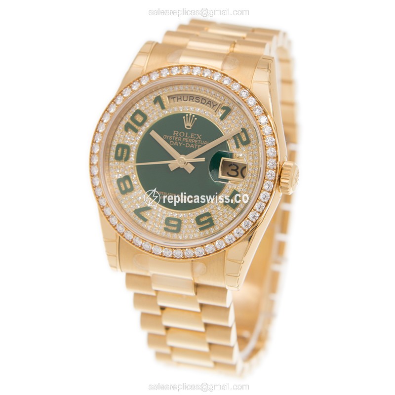Rolex 118348GNPAVEDAR DAY-DATE Automatic 18kt Gold & Diamond & Steel