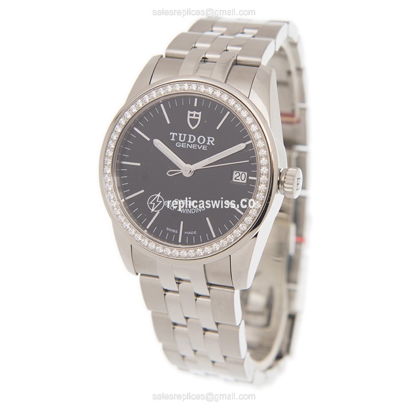 Tudor 55020-D-68050-BK GLAMOUR DATE Automatic Stainless Steel & Diamonds