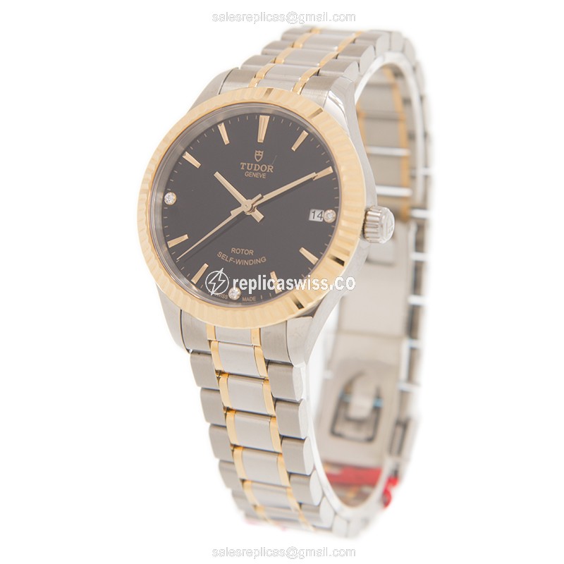 Tudor 12313-65033-369DI-BK STYLE Automatic 18kt Gold & Steel