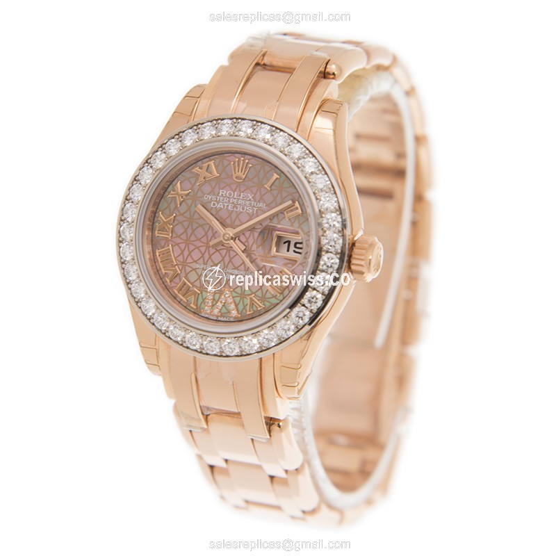 Rolex 80285NRWTLOTUSFLOVIDI OYSTER PERPETUAL Automatic 18kt Rose Gold & Diamonds