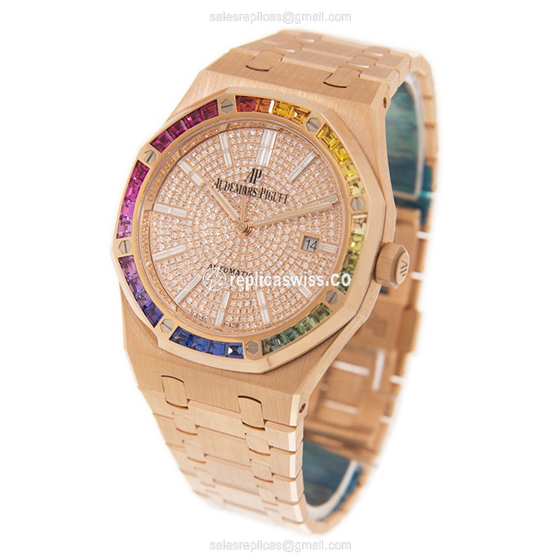 Audemars Piguet 15413OR.YY.1220OR.01 ROYAL OAK Automatic 18kt Rose Gold & Sapphire