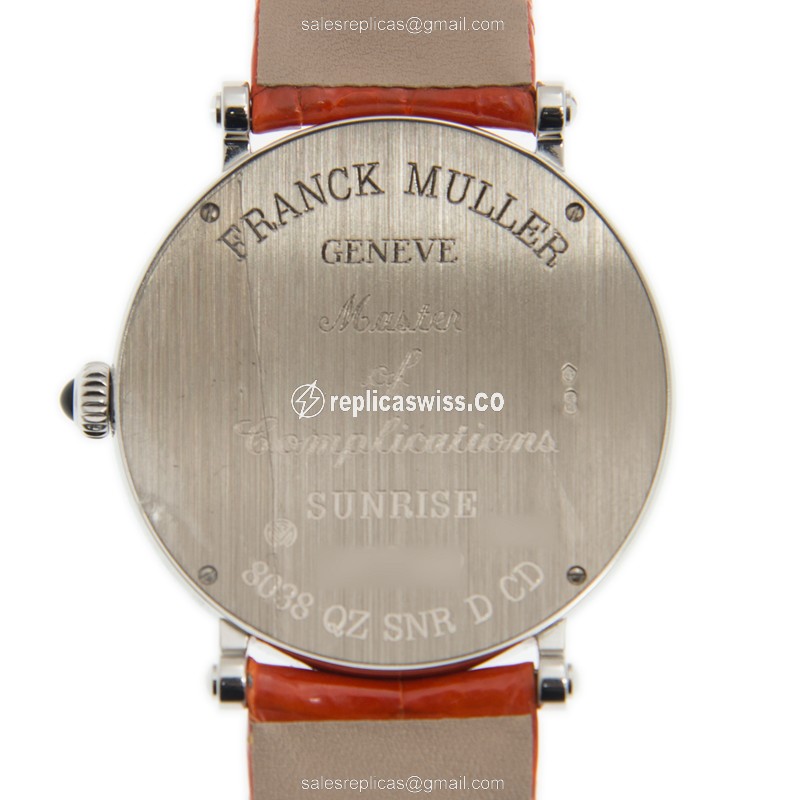 Franck Muller 8038 QZ SNR D CD (OG) ROUND Quartz 18kt White Gold & Diamond