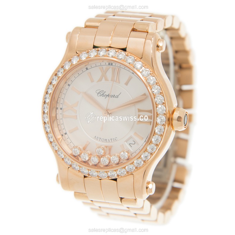 Chopard 274808-5004 HAPPY SPORT Automatic 18kt Rose Gold & Diamonds