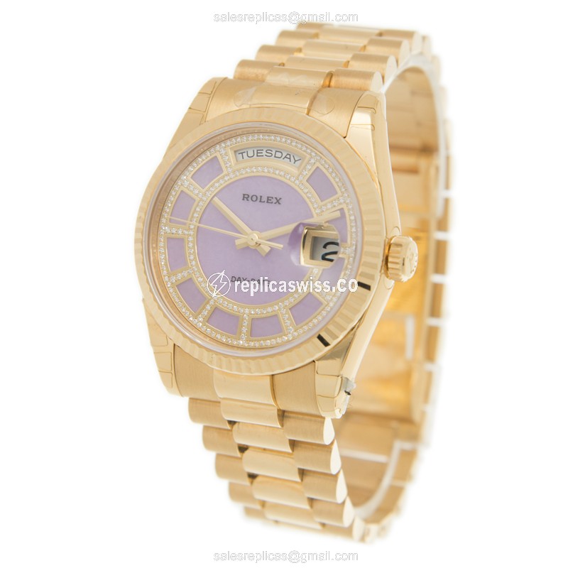 Rolex 118238LAVENDERJADECAROUSELDIA DAY-DATE Automatic 18kt Yellow Gold