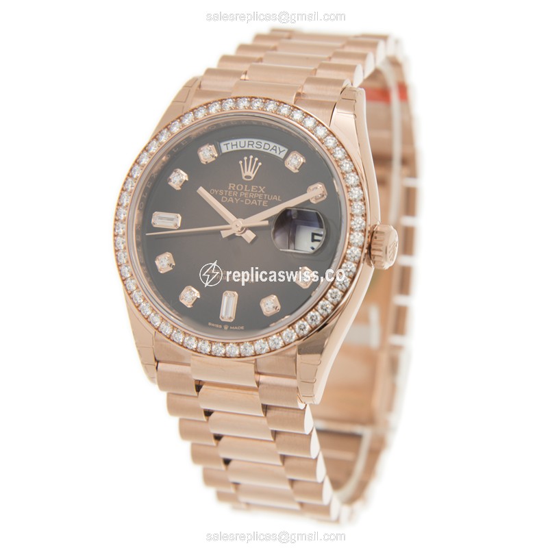Rolex 128345RBR-0040 DAY-DATE Automatic 18kt Rose Gold & Diamonds