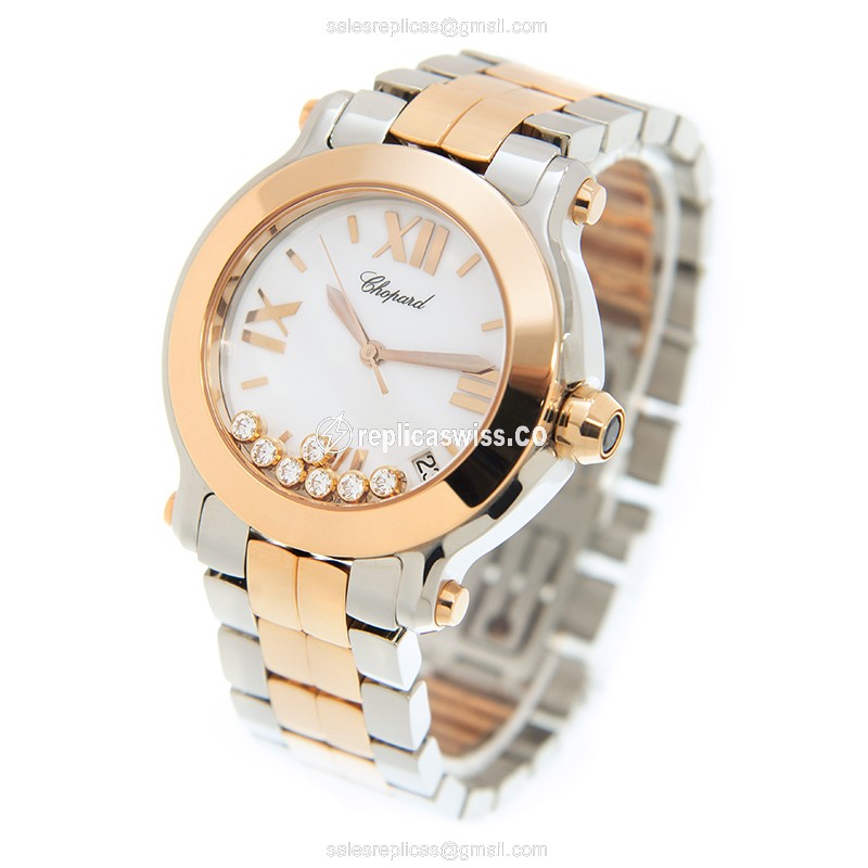 Chopard 278488-9001 HAPPY SPORT Quartz 18kt Rose Gold & Steel
