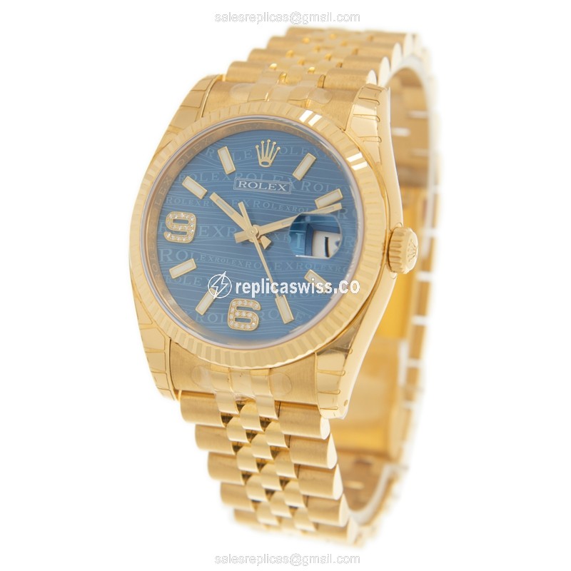 Rolex 116238BLWAVE32BRA_J DATEJUST Automatic 18kt Yellow Gold