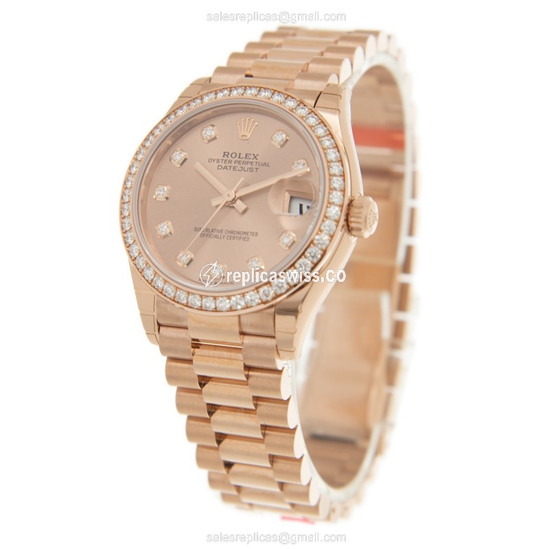 Rolex 278285RBR-0025 DATEJUST Automatic 18kt Rose Gold & Diamonds