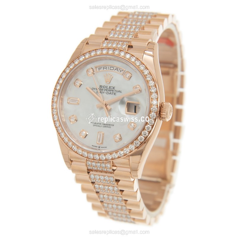 Rolex 128345RBR-0028 DAY-DATE Automatic 18kt Rose Gold & Diamonds