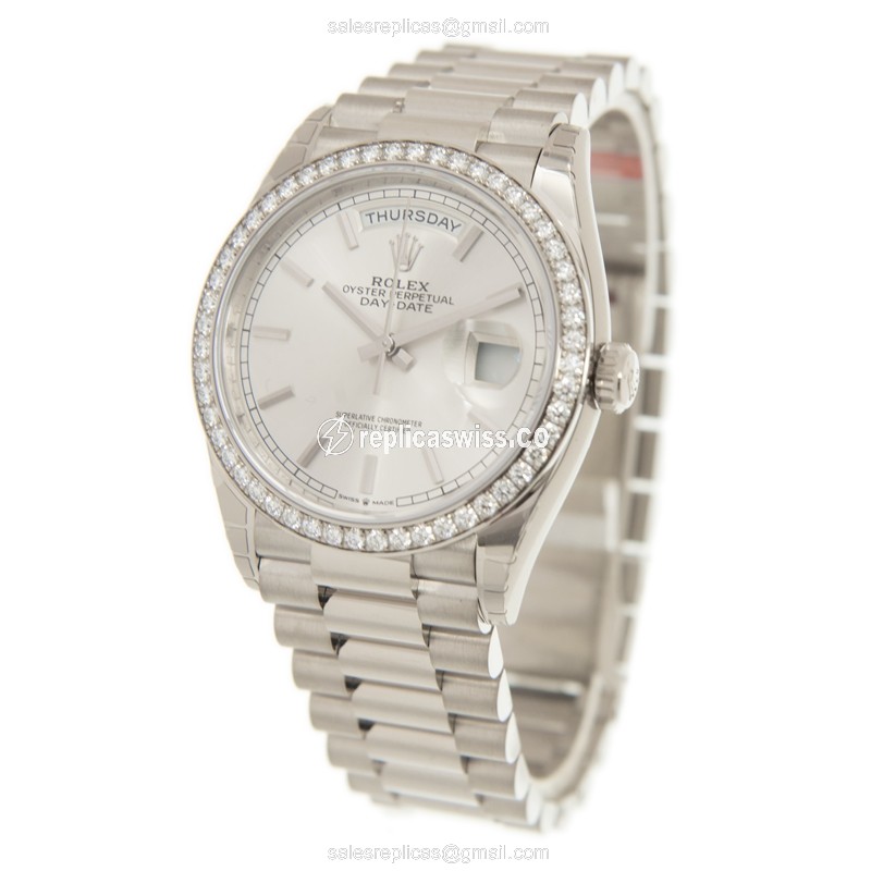Rolex 128349RBR-0001 DAY-DATE Automatic 18kt White Gold & Diamond
