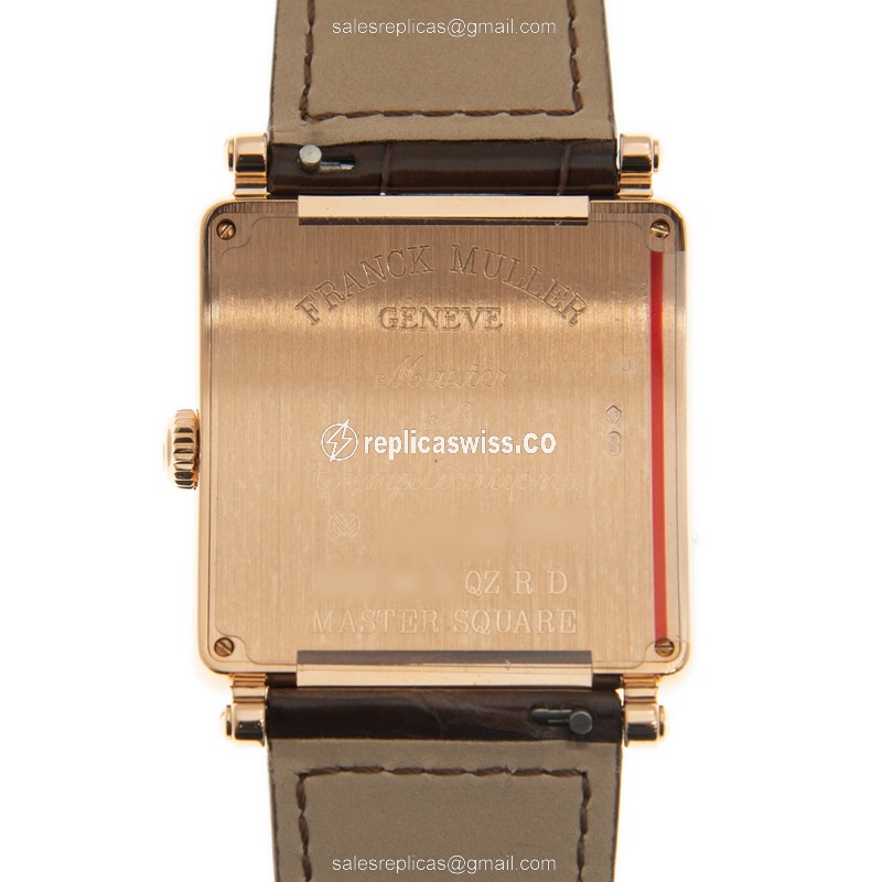 Franck Muller 6002 M B QZ R D (5N) MASTER SQUARE Quartz 18kt Rose Gold & Diamonds