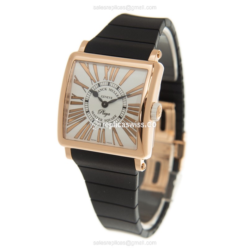 Franck Muller 6002 M QZ REL R PLY (5N)-BK STRAP MASTER SQUARE Quartz 18kt Pink Gold
