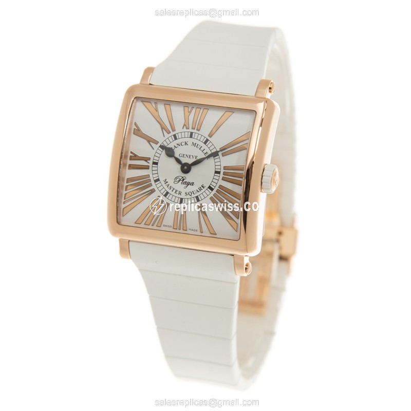 Franck Muller 6002 M QZ REL R PLY (5N)-WT STRAP MASTER SQUARE Quartz 18kt Rose Gold