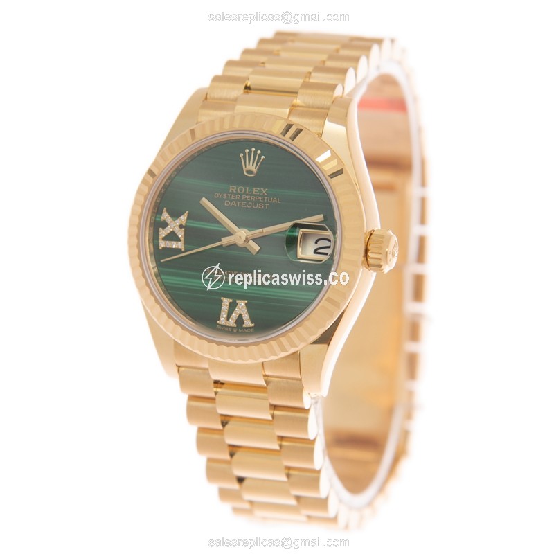 Rolex 278278MALACHITEVIIXDIA_P DATEJUST Automatic 18kt Yellow Gold